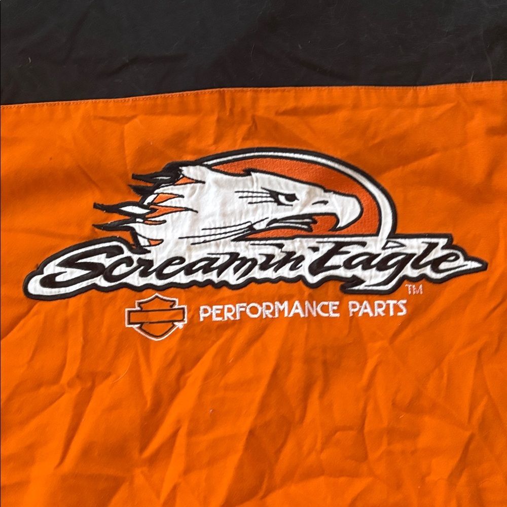 Harley Davidson Men’s XL Orange And Black Button Up Harley Graphic Shirt - Picture 5 of 5